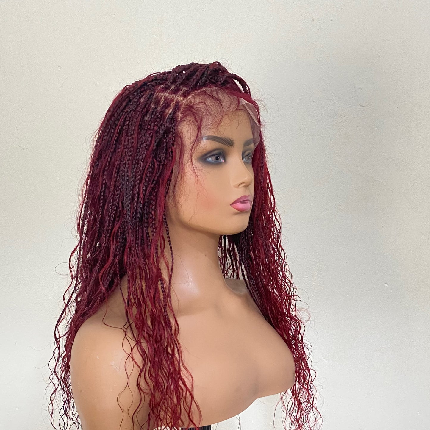 Lace Front Deep Wave Bohofushion Braid Wig Human Hair –   99J  Brazilian preplucked waterwave curly Goddess Braids