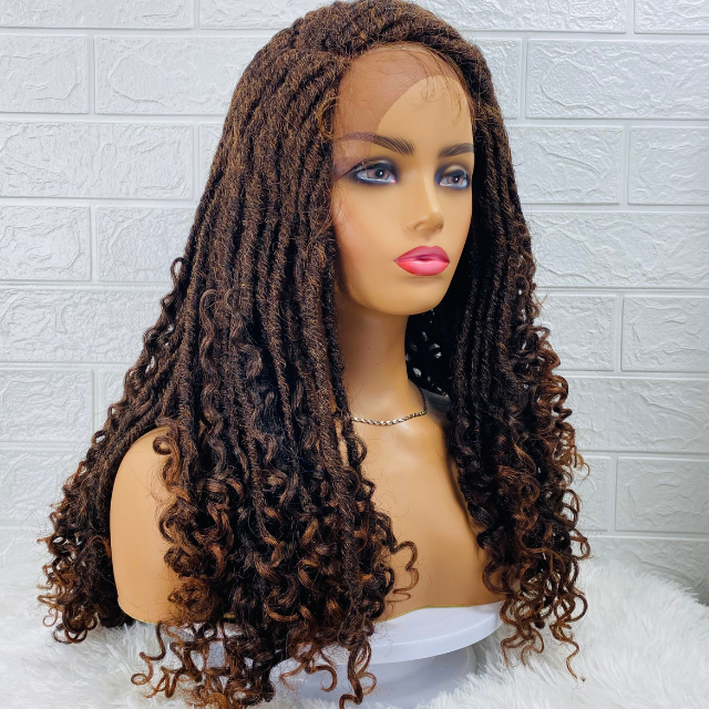 Goddess Faux Locs Wig 25Inch Curly Braids Ombre Crochet Braids Wig Dreadlock