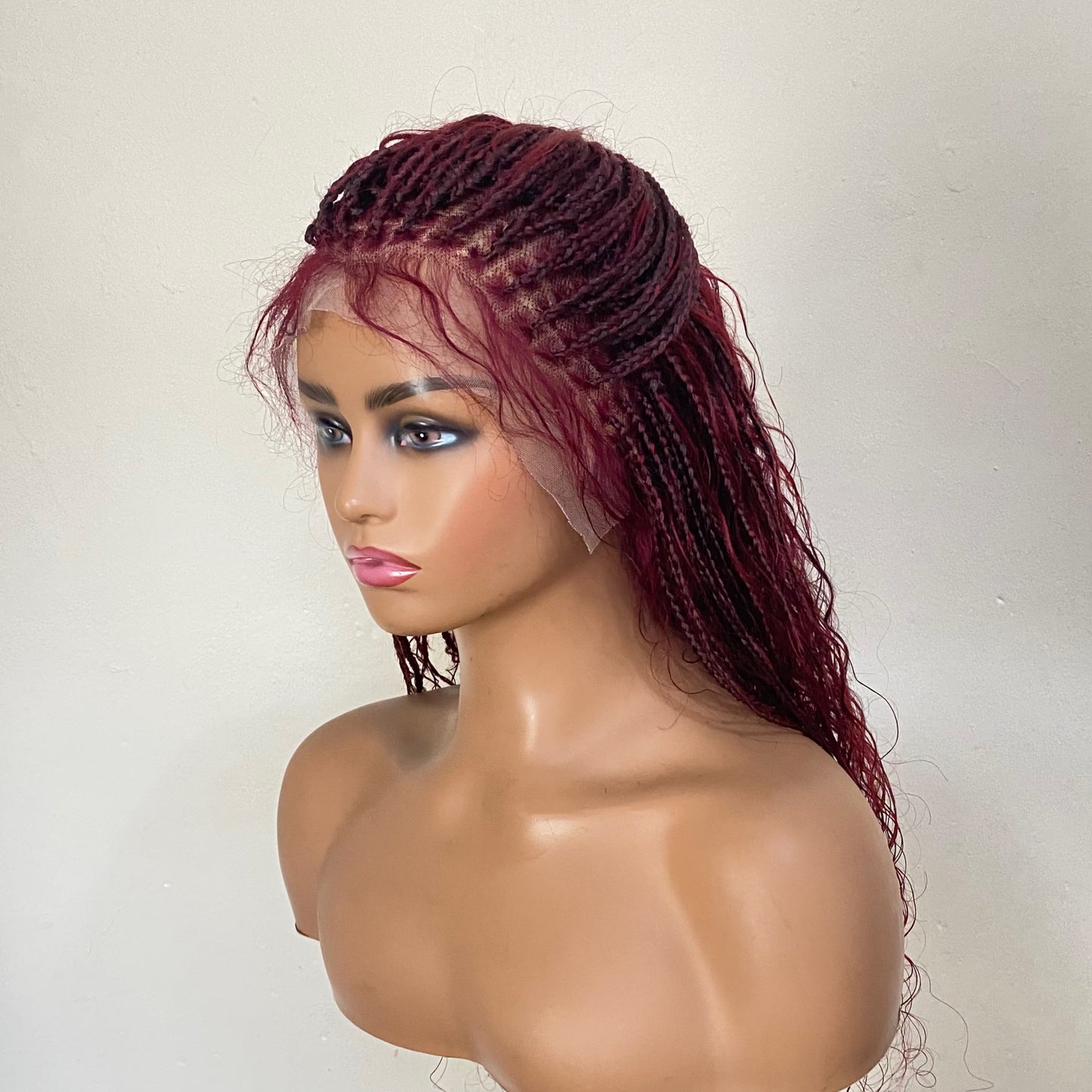 Lace Front Deep Wave Bohofushion Braid Wig Human Hair –   99J  Brazilian preplucked waterwave curly Goddess Braids