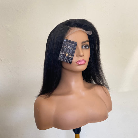 Non Slip Silicone Human Hair wig medical wig kinky straight closure wigs 250% Density