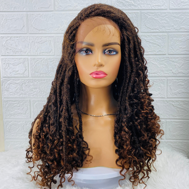 Goddess Faux Locs Wig 25Inch Curly Braids Ombre Crochet Braids Wig Dreadlock