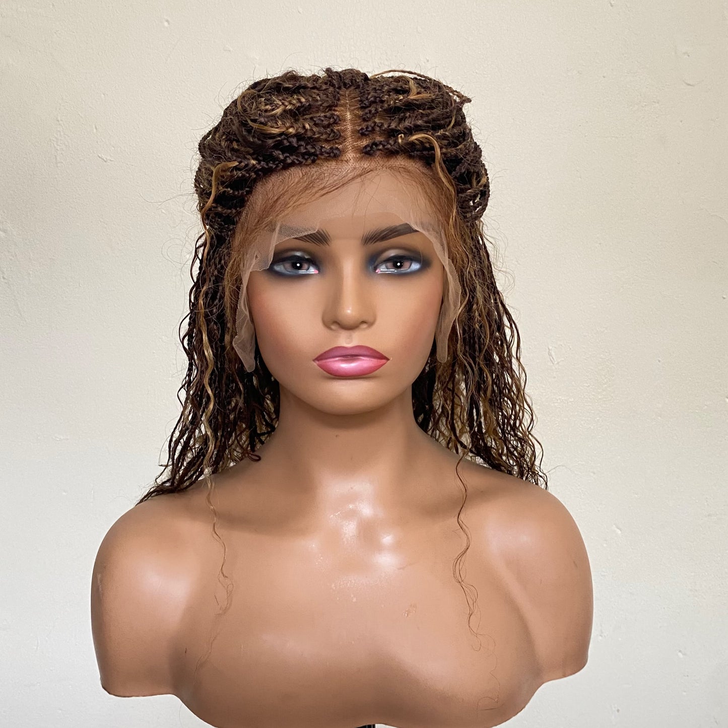 Deep Wave Bohofushion Braid Wig Human Hair –   P427 Highlights Brazilian preplucked waterwave curly Goddess Braids