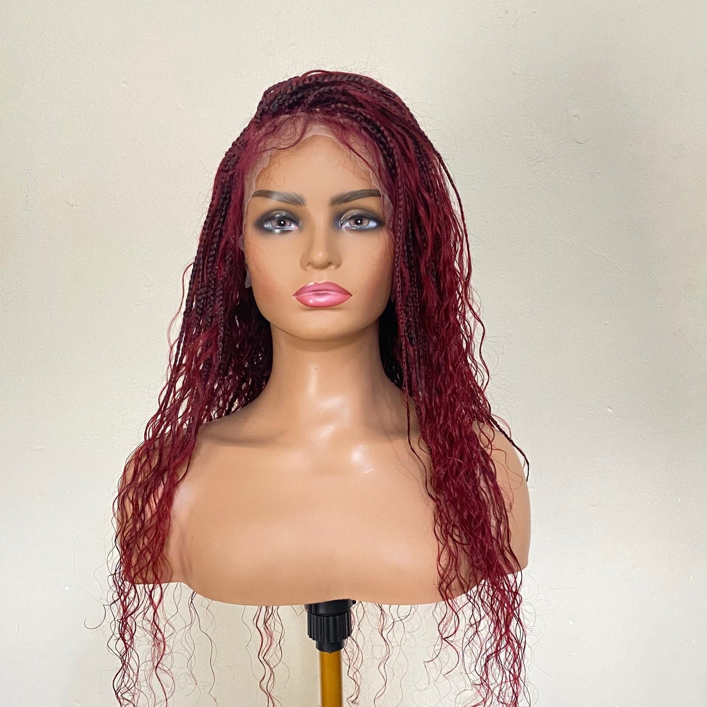 Lace Front Deep Wave Bohofushion Braid Wig Human Hair –   99J  Brazilian preplucked waterwave curly Goddess Braids