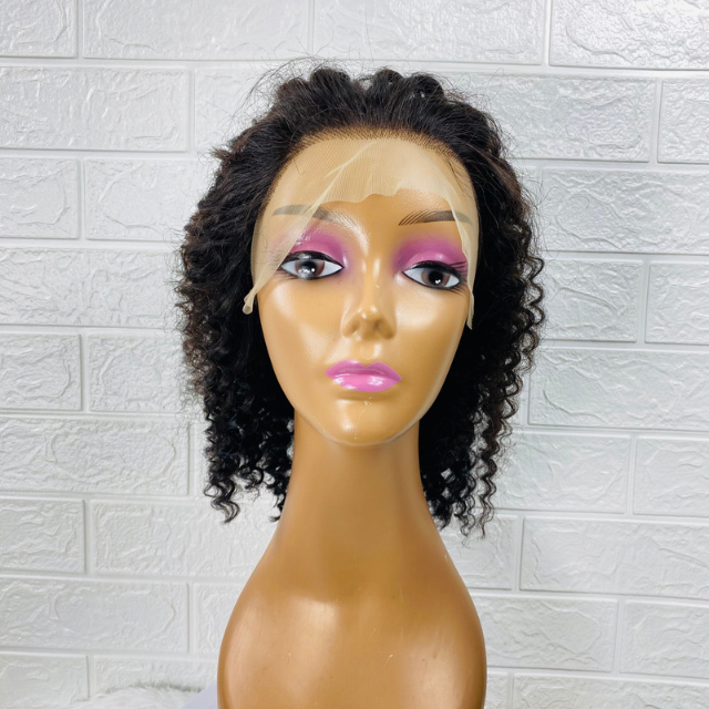 Small Cap Afro Kinky Curls Lace Front Human Hair Wig 20-21 Inches Cap Head Wig