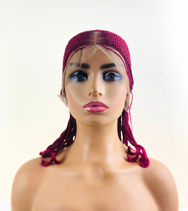 Glue-less full lace cornrow wig short weaving wig