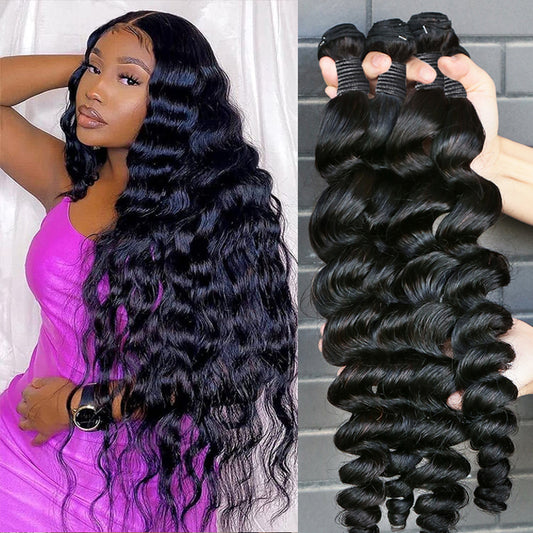 Peruvian Hair Weave Bundles Raw Human Hair Loose Wave Remy Virgin Extension New