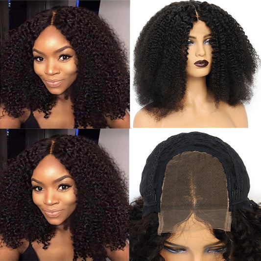 Curly Wig Human Hair Mongolian Wigs 4x4 Swiss Lace Closure Women peruque New