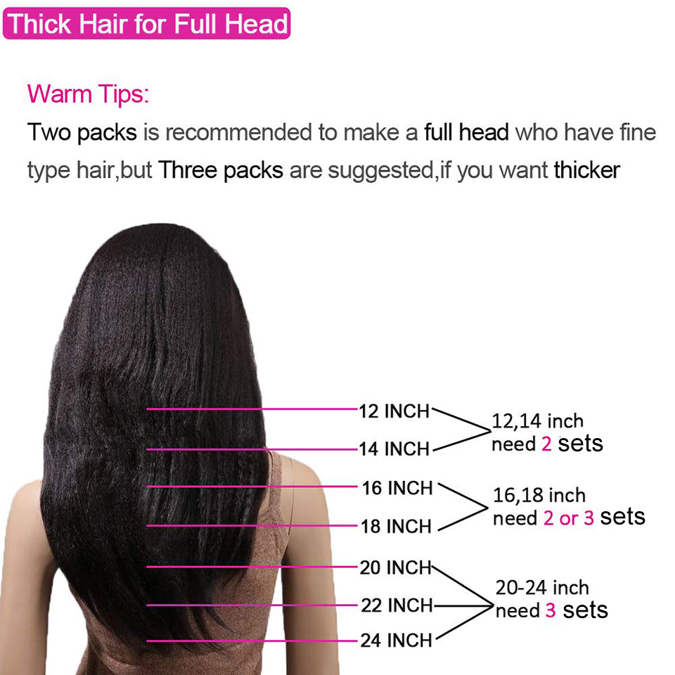 Kinky Straight Clip Human Hair Extensions Full Head Black Women Brazilian New