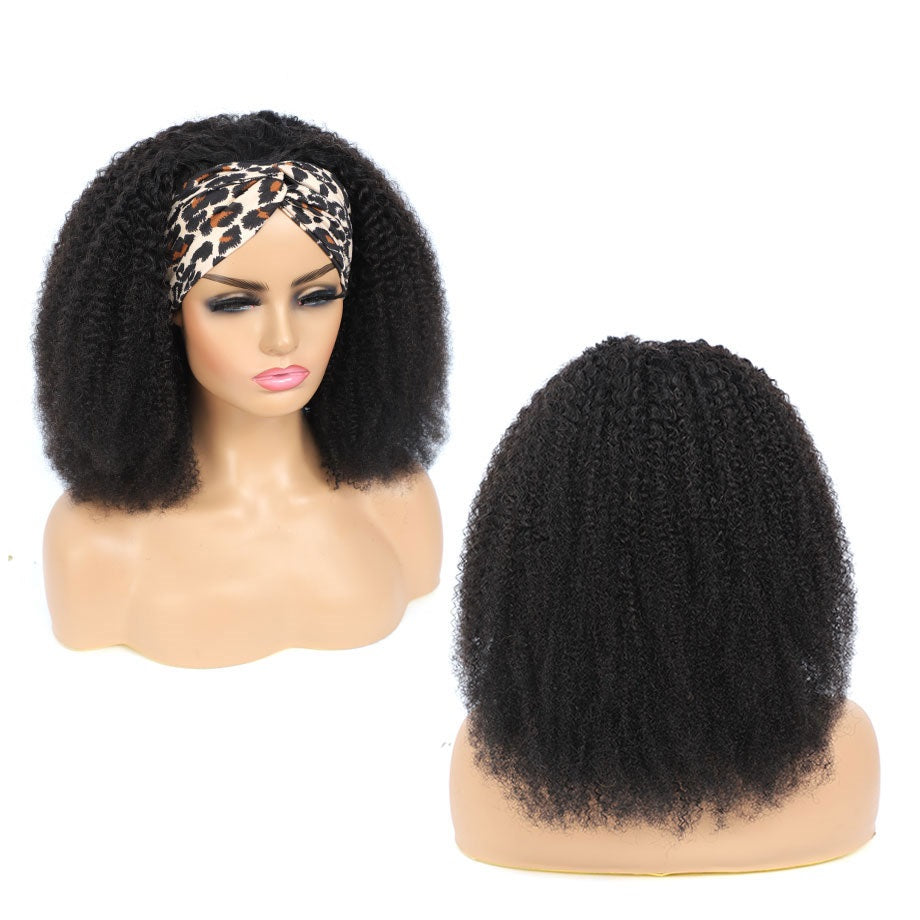 Afro Kinky Curly Human Hair Headband Wig Black Women Glueless Brazilian Remy