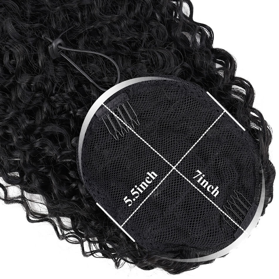 Curly Drawstring Ponytail in Synthetic  Water Wave hair piece