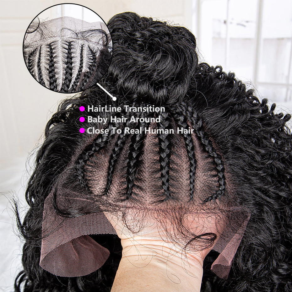 Synthetic Kinky Curly Wave Braided Wig Frontal Afro Black Women Natural Braiding