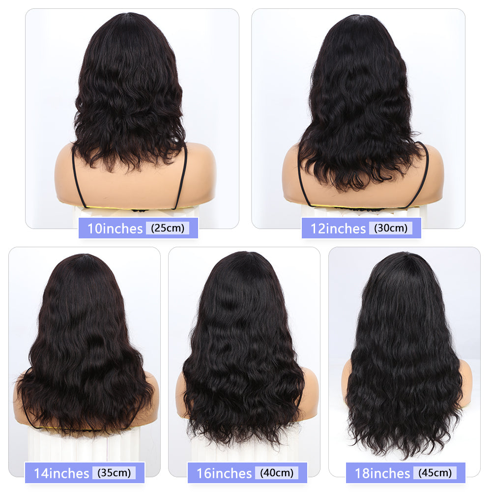 Brazilian Human Hair Wigs Body Wave Bangs Natural Black Lovely Hairstyle New