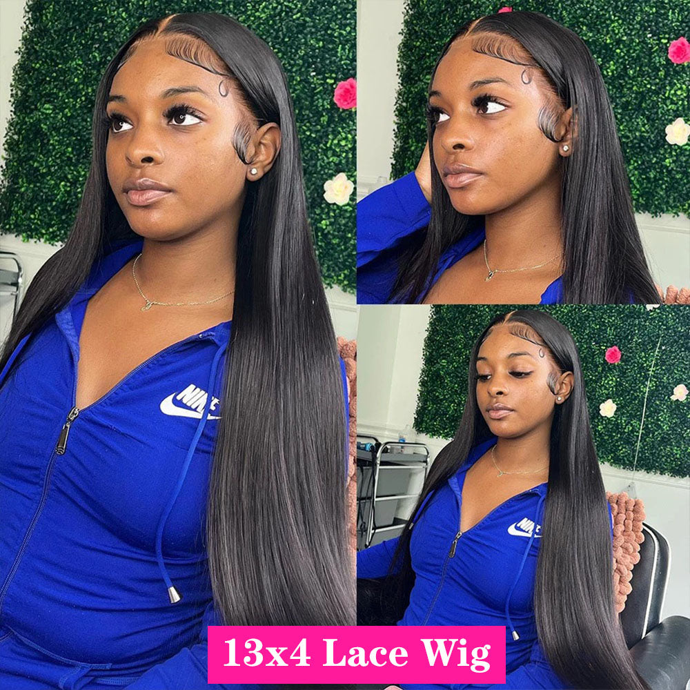 Straight Lace Front Wig Transparent Brazilian Human Hair Women Frontal Closure