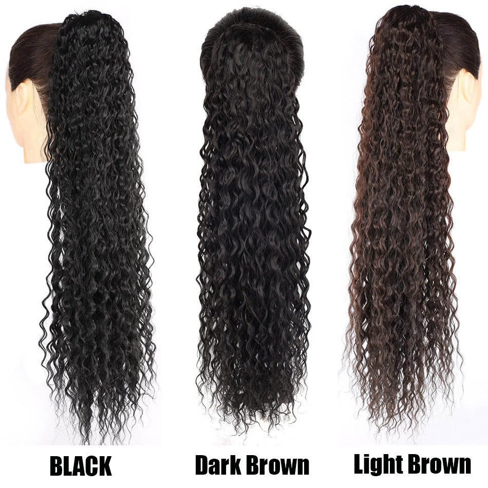 Curly Drawstring Ponytail in Synthetic  Water Wave hair piece