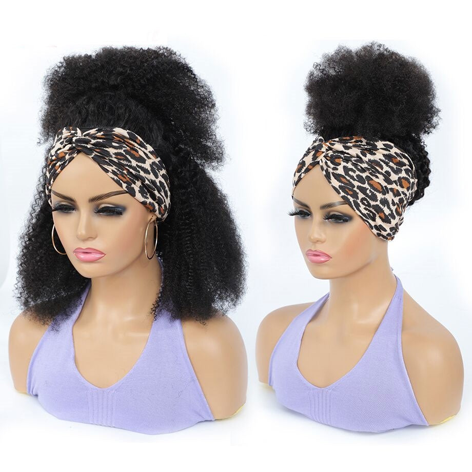 Afro Kinky Curly Human Hair Headband Wig Black Women Glueless Brazilian Remy