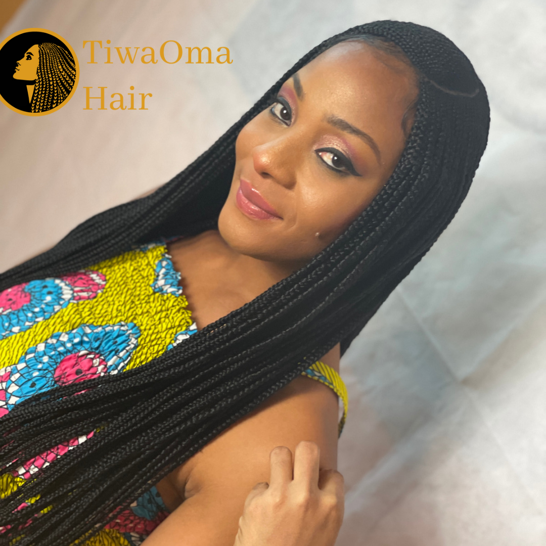 Women Comfortable C cut Ghana braid style wig, cornrow braided wigs, Lace closure braid wig